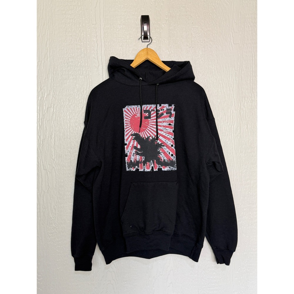 Godzilla King of the Monsters Black Graphic Hoodie Mens Large Japanese Sun Logo